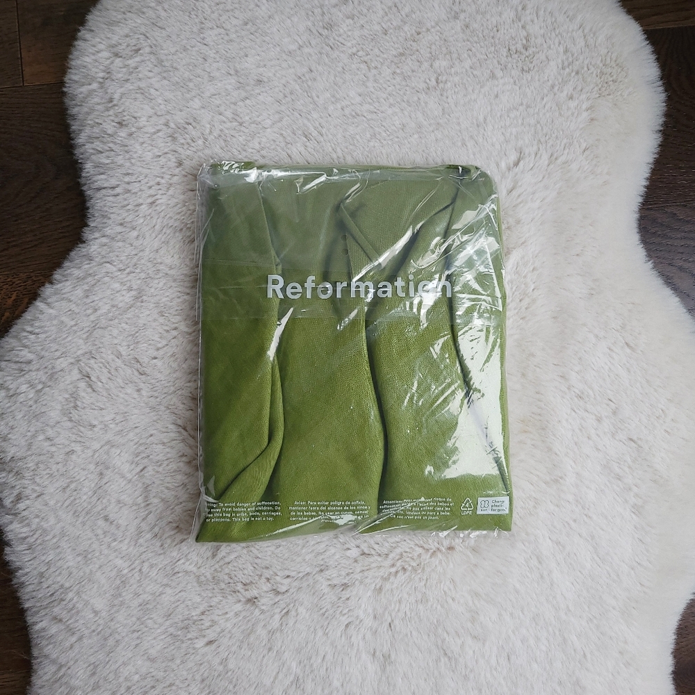 Reformation Selia Minimilist Linen Maxi Dress Green - Picture 2 of 9